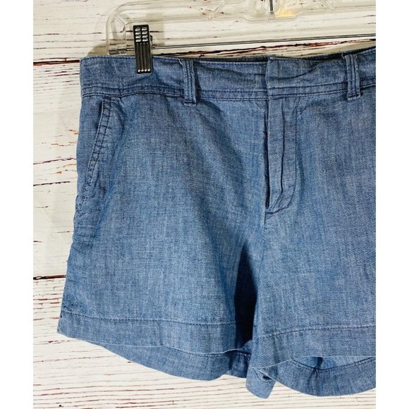 Gap Chambray City Shorts Womens Size 2 Solid Blue Mid Rise 3” Inseam Cotton - Picture 5 of 9